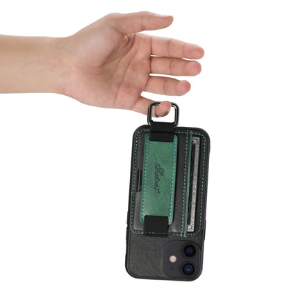 For iPhone 12 mini Suteni H13 Card Wallet Wrist Strap Holder PU Phone Case(Black) - iPhone 12 mini Cases by Suteni | Online Shopping UK | buy2fix