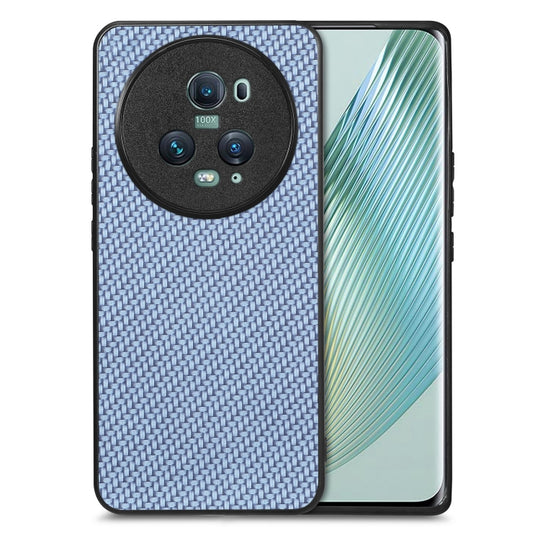 For Honor Magic5 Pro Carbon Fiber Texture Leather Back Cover Phone Case(Blue)