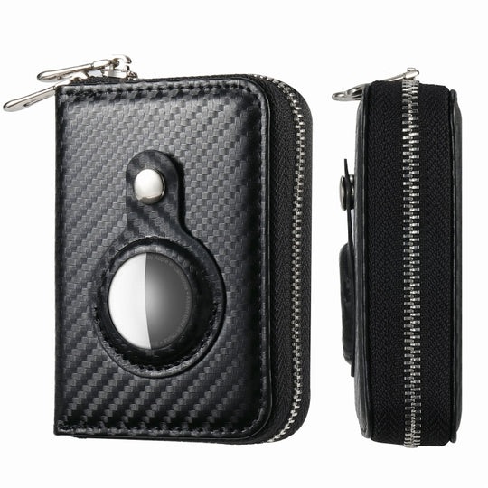 For AirTag 2nd Gen / AirTag 1st Gen Zipper Wallet Protective Cover(Matte Black)