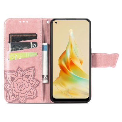 For OPPO Reno8 T 4G Butterfly Love Flower Embossed Leather Phone Case(Rose Gold) by buy2fix