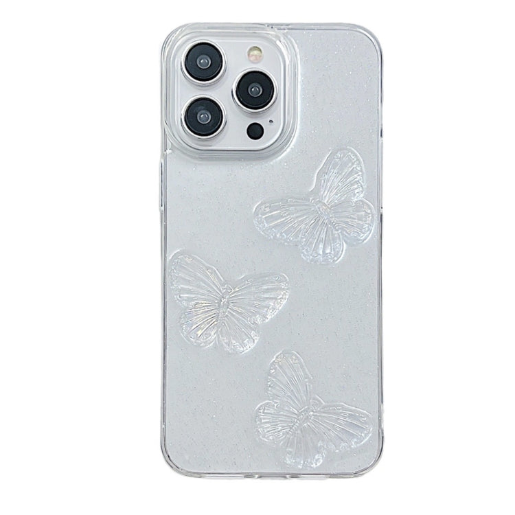For iPhone 16 Pro Max Clear Crystal Butterflies TPU Phone Case(Transparent) by buy2fix
