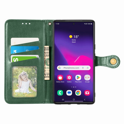For Samsung Galaxy S25 Ultra 5G Retro Solid Color Buckle Leather Phone Case(Green) by buy2fix