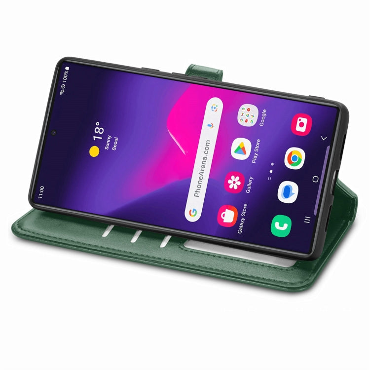 For Samsung Galaxy S25 Ultra 5G Retro Solid Color Buckle Leather Phone Case(Green) by buy2fix