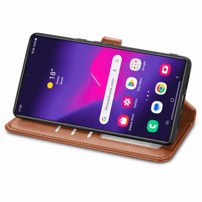 For Samsung Galaxy S25 Ultra 5G Retro Solid Color Buckle Leather Phone Case(Brown) by buy2fix