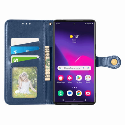 For Samsung Galaxy S25 Ultra 5G Retro Solid Color Buckle Leather Phone Case(Blue) by buy2fix