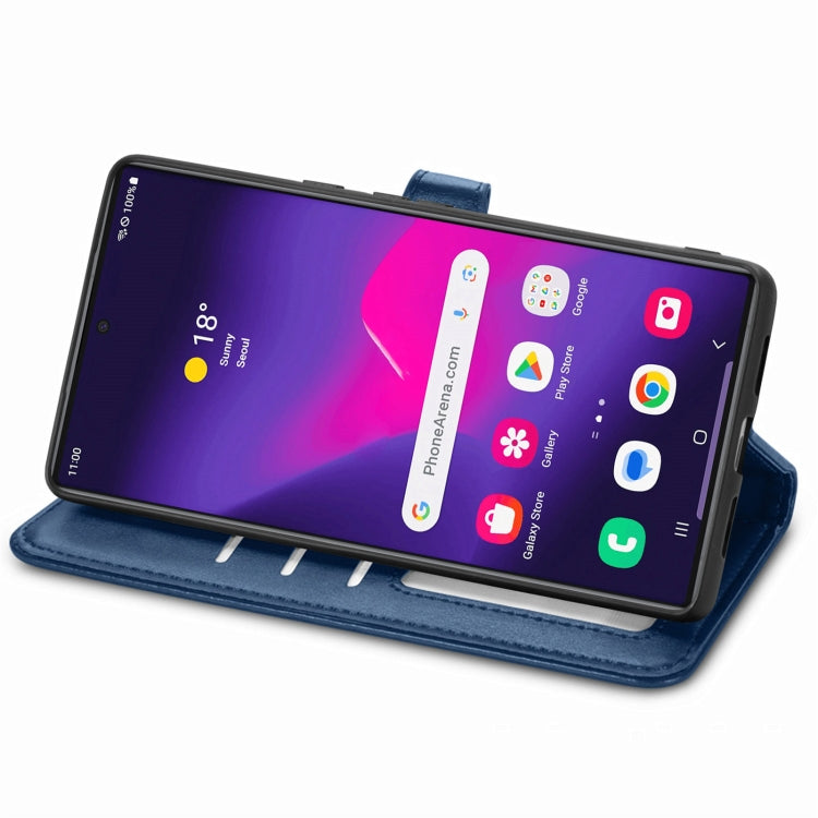 For Samsung Galaxy S25 Ultra 5G Retro Solid Color Buckle Leather Phone Case(Blue) by buy2fix
