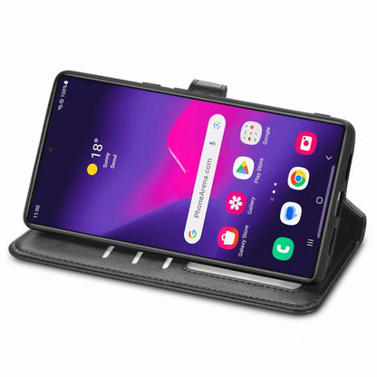 For Samsung Galaxy S25+ 5G Retro Solid Color Buckle Leather Phone Case(Black) by buy2fix