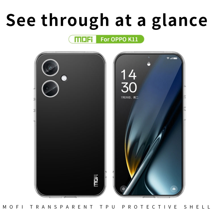 For OPPO K11 MOFI Ming Series Transparent Ultra-thin TPU Phone Case(Transparent) by MOFI