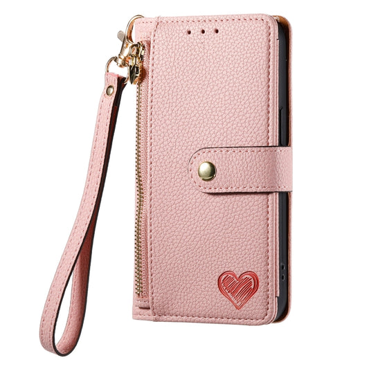 For iPhone 6 / 6s Love Zipper Lanyard Leather Phone Case(Pink) - More iPhone Cases by buy2fix | Online Shopping UK | buy2fix