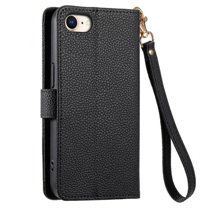 For iPhone 16e Love Zipper Lanyard Leather Phone Case(Black) - iPhone 16e Cases by buy2fix | Online Shopping UK | buy2fix