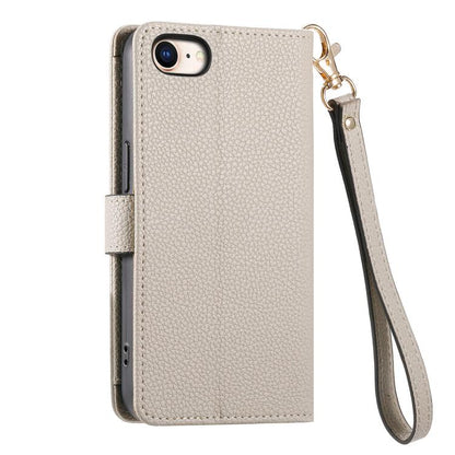 For iPhone 16e Love Zipper Lanyard Leather Phone Case(Gray) - iPhone 16e Cases by buy2fix | Online Shopping UK | buy2fix