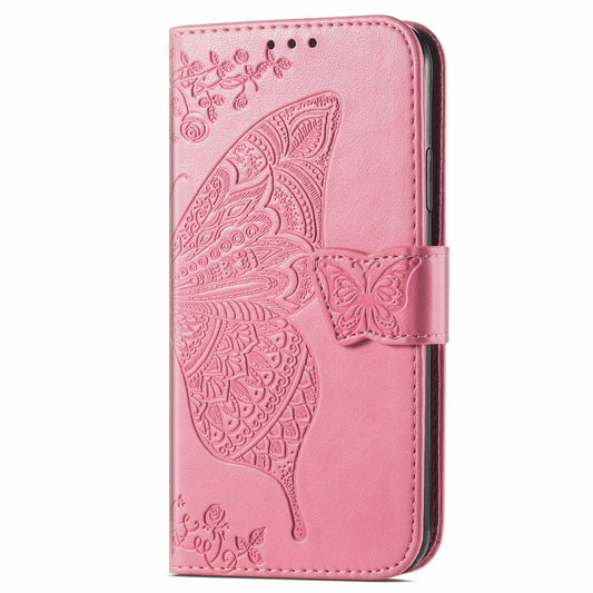 For OnePlus 12 Butterfly Love Flower Embossed Leather Phone Case(Pink) - OnePlus Cases by buy2fix | Online Shopping UK | buy2fix