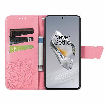 For OnePlus 12 Butterfly Love Flower Embossed Leather Phone Case(Pink) - OnePlus Cases by buy2fix | Online Shopping UK | buy2fix