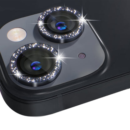 For iPhone 14 / 14 Plus NORTHJO Camera Lens Protector Tempered Glass Bling Glitter Metal Ring Film(Black) - iPhone 14 Plus Tempered Glass by NORTHJO | Online Shopping UK | buy2fix