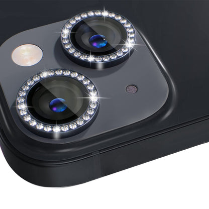 For iPhone 14 / 14 Plus NORTHJO Camera Lens Protector Tempered Glass Metal Rhinestone Ring Film(Black) - iPhone 14 Plus Tempered Glass by NORTHJO | Online Shopping UK | buy2fix