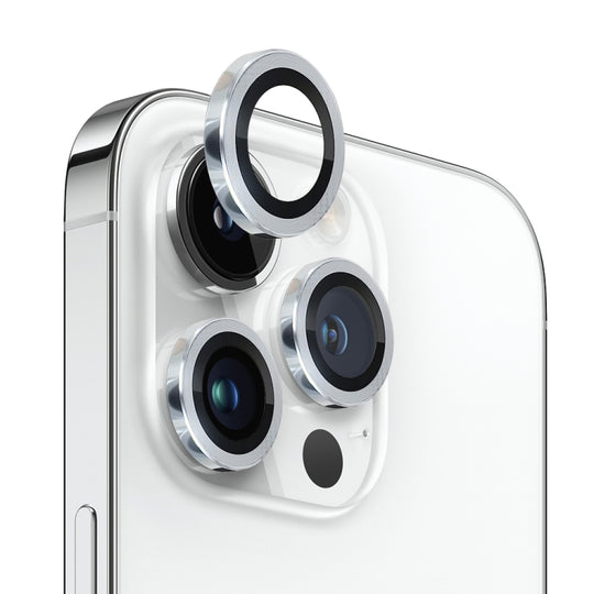 For iPhone 13 Pro / 13 Pro Max NORTHJO Camera Lens Protector Tempered Glass CD Vein Metal Ring Film(Silver)