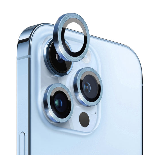 For iPhone 13 Pro / 13 Pro Max NORTHJO Camera Lens Protector Tempered Glass CD Vein Metal Ring Film(Blue)