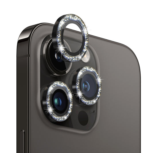 For iPhone 13 Pro / 13 Pro Max NORTHJO Camera Lens Protector Tempered Glass Bling Glitter Metal Ring Film(Black) - iPhone 13 Pro Max Tempered Glass by NORTHJO | Online Shopping UK | buy2fix