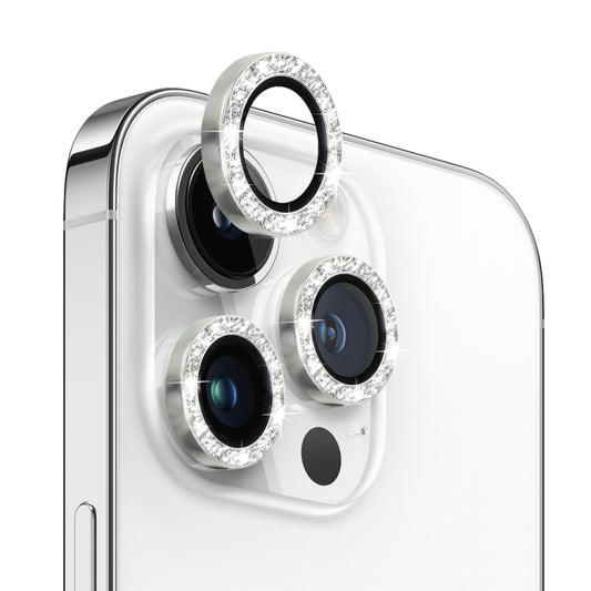 For iPhone 13 Pro / 13 Pro Max NORTHJO Camera Lens Protector Tempered Glass Bling Glitter Metal Ring Film(Silver) - iPhone 13 Pro Max Tempered Glass by NORTHJO | Online Shopping UK | buy2fix