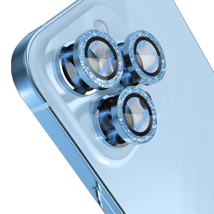 For iPhone 13 Pro / 13 Pro Max NORTHJO Camera Lens Protector Tempered Glass Bling Glitter Metal Ring Film(Blue) - iPhone 13 Pro Max Tempered Glass by NORTHJO | Online Shopping UK | buy2fix