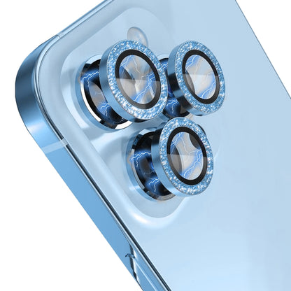 For iPhone 13 Pro / 13 Pro Max NORTHJO Camera Lens Protector Tempered Glass Bling Glitter Metal Ring Film(Blue) - iPhone 13 Pro Max Tempered Glass by NORTHJO | Online Shopping UK | buy2fix