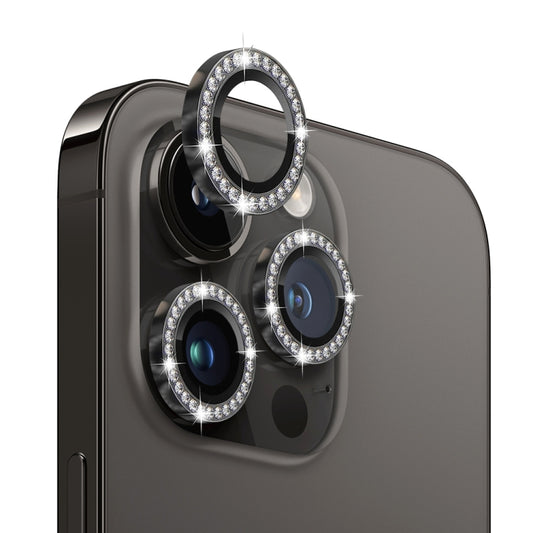 For iPhone 13 Pro / 13 Pro Max NORTHJO Camera Lens Protector Tempered Glass Metal Rhinestone Ring Film(Black) - iPhone 13 Pro Max Tempered Glass by NORTHJO | Online Shopping UK | buy2fix