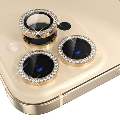 For iPhone 13 Pro / 13 Pro Max NORTHJO Camera Lens Protector Tempered Glass Metal Rhinestone Ring Film(Gold) - iPhone 13 Pro Max Tempered Glass by NORTHJO | Online Shopping UK | buy2fix