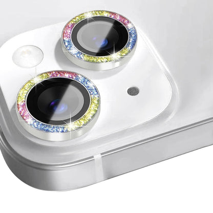 For iPhone 13 / 13 mini NORTHJO Camera Lens Tempered Glass Bling Glitter Metal Ring Film(Colorful) - iPhone 13 Tempered Glass by NORTHJO | Online Shopping UK | buy2fix