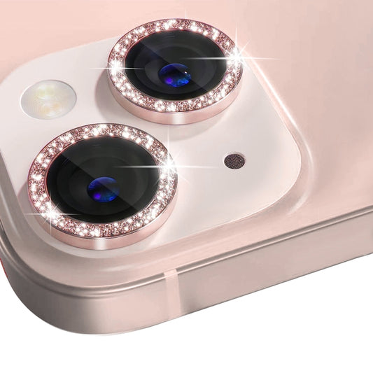 For iPhone 13 / 13 mini NORTHJO Camera Lens Tempered Glass Bling Glitter Metal Ring Film(Pink) - iPhone 13 Tempered Glass by NORTHJO | Online Shopping UK | buy2fix