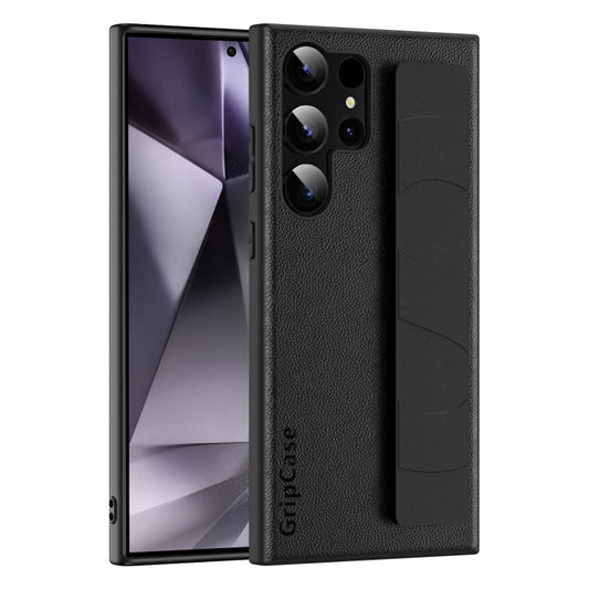 For Samsung Galaxy S25 Ultra 5G Skin Elastic Wrist Grip Back Cover Phone Case(Black) by buy2fix