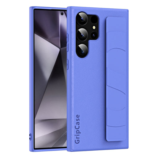 For Samsung Galaxy S25 Ultra 5G Skin Elastic Wrist Grip Back Cover Phone Case(Purple) by buy2fix