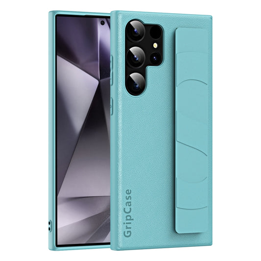 For Samsung Galaxy S25 Ultra 5G Skin Elastic Wrist Grip Back Cover Phone Case(Blue) by buy2fix