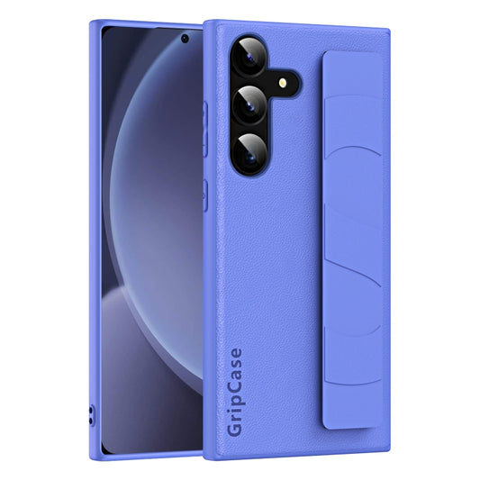 For Samsung Galaxy S25 5G Skin Elastic Wrist Grip Back Cover Phone Case(Purple) by buy2fix