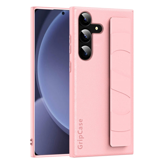 For Samsung Galaxy S25 5G Skin Elastic Wrist Grip Back Cover Phone Case(Pink) by buy2fix