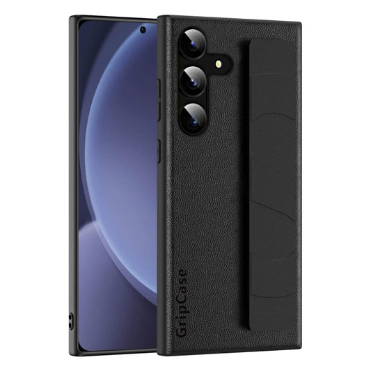 For Samsung Galaxy S25+ 5G Skin Elastic Wrist Grip Back Cover Phone Case(Black) by buy2fix