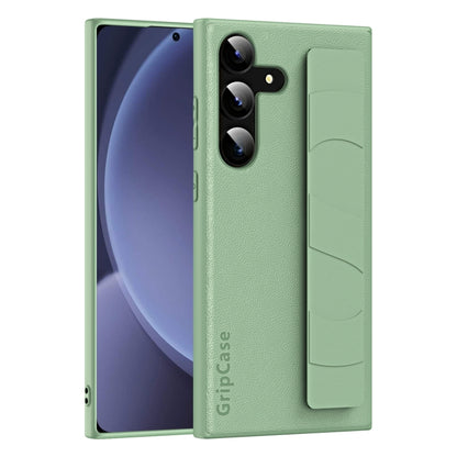 For Samsung Galaxy S25+ 5G Skin Elastic Wrist Grip Back Cover Phone Case(Light Green) by buy2fix