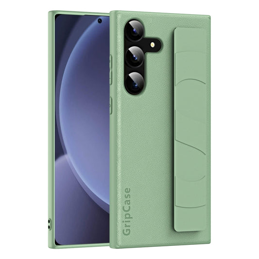 For Samsung Galaxy S25+ 5G Skin Elastic Wrist Grip Back Cover Phone Case(Light Green) by buy2fix