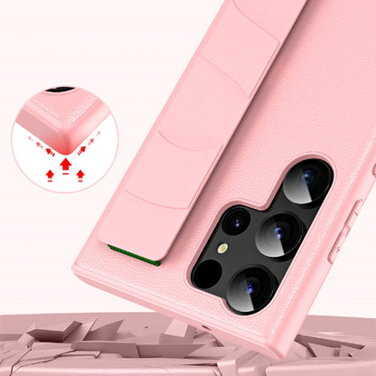 For Samsung Galaxy S25 5G Skin Elastic Wrist Grip Back Cover Phone Case(Pink) by buy2fix