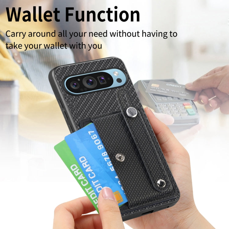 For Google Pixel 9 Wristband Kickstand Card Wallet Back Cover Phone Case with Tool Knife(Black) by buy2fix