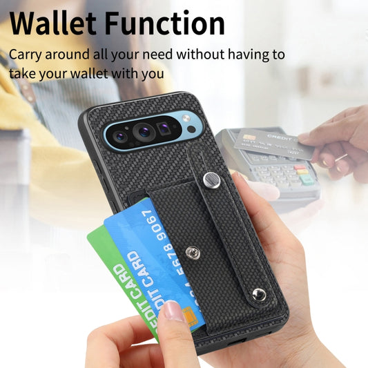For Google Pixel 9 Wristband Kickstand Card Wallet Back Cover Phone Case with Tool Knife(Black) by buy2fix