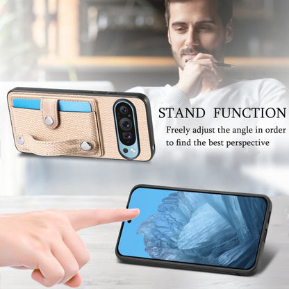 For Google Pixel 9 Wristband Kickstand Card Wallet Back Cover Phone Case with Tool Knife(Khaki) by buy2fix