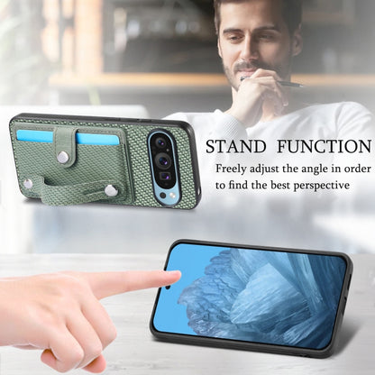 For Google Pixel 9 Pro Wristband Kickstand Card Wallet Back Cover Phone Case with Tool Knife(Green) by buy2fix