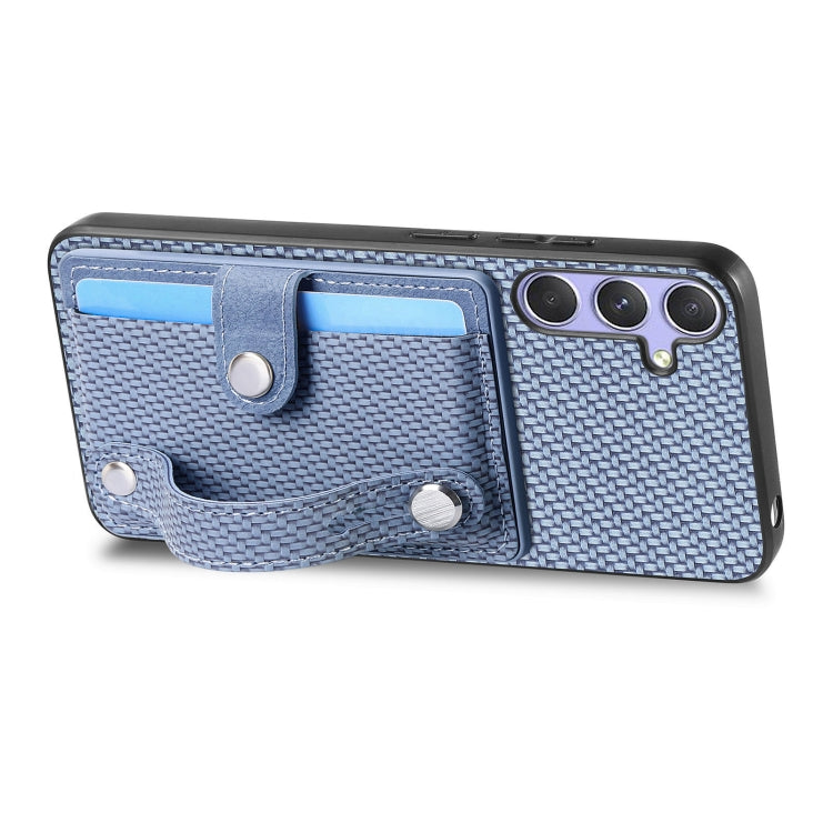 For Samsung Galaxy S25 5G Wristband Kickstand Wallet Back Phone Case with Tool Knife(Blue) by buy2fix