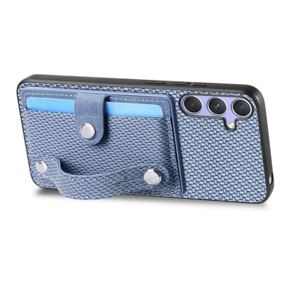 For Samsung Galaxy S25 5G Wristband Kickstand Wallet Back Phone Case with Tool Knife(Blue) by buy2fix