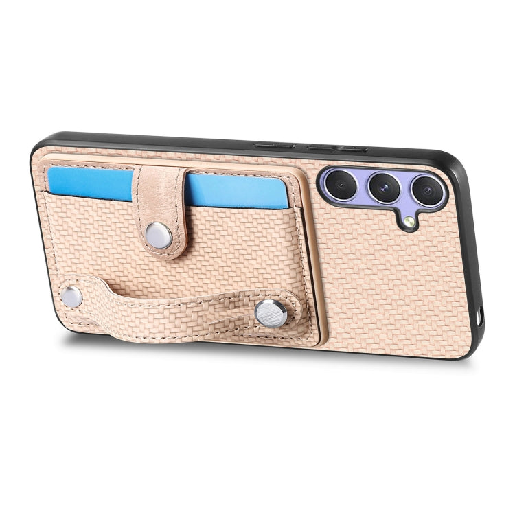 For Samsung Galaxy S25 5G Wristband Kickstand Wallet Back Phone Case with Tool Knife(Khaki) by buy2fix