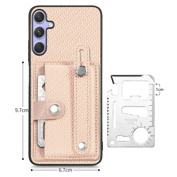 For Samsung Galaxy S25 5G Wristband Kickstand Wallet Back Phone Case with Tool Knife(Khaki) by buy2fix