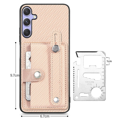 For Samsung Galaxy S25 5G Wristband Kickstand Wallet Back Phone Case with Tool Knife(Khaki) by buy2fix