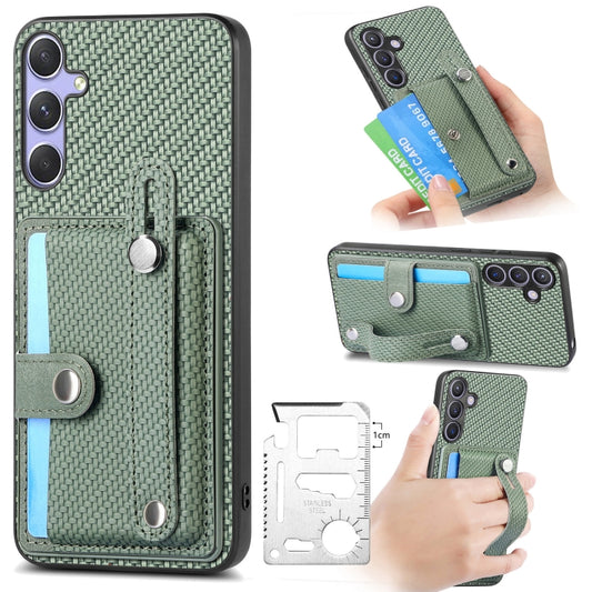 For Samsung Galaxy S25 Ultra 5G Wristband Kickstand Wallet Back Phone Case with Tool Knife(Green) by buy2fix