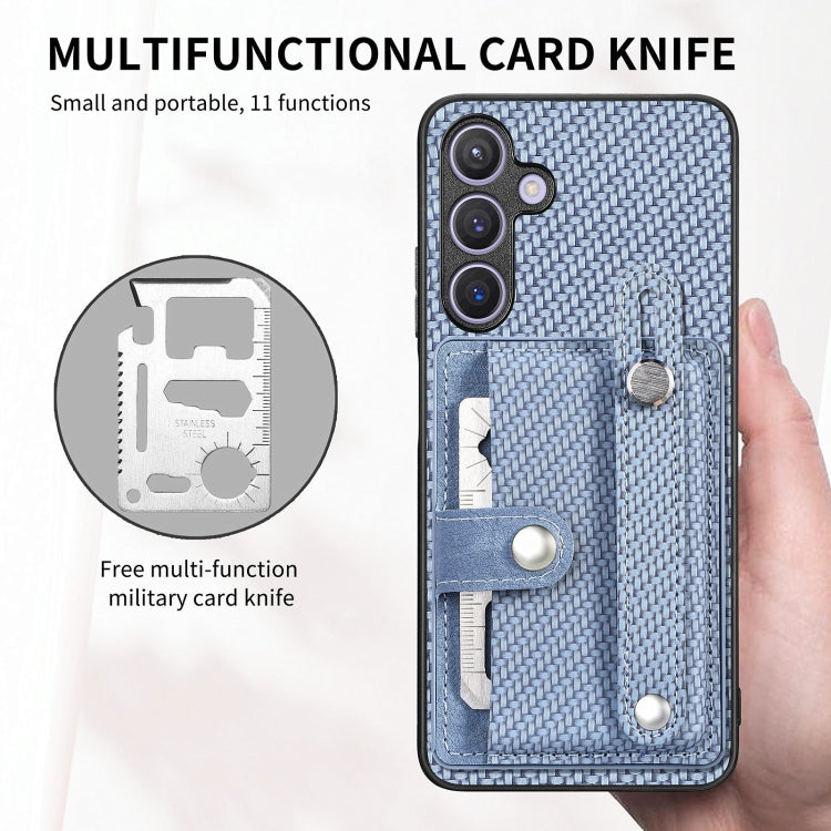 For Samsung Galaxy S25 Ultra 5G Wristband Kickstand Wallet Back Phone Case with Tool Knife(Khaki) by buy2fix