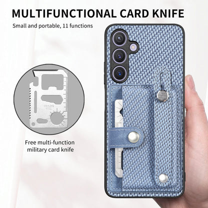 For Samsung Galaxy S25+ 5G Wristband Kickstand Wallet Back Phone Case with Tool Knife(Blue) by buy2fix